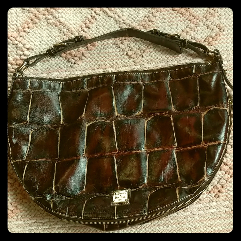 Authentic Dooney & Bourke Croco Leather Hobo Purse